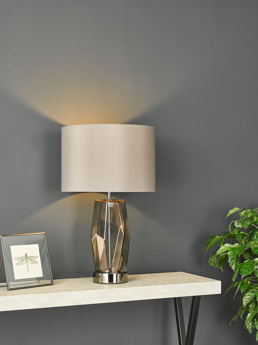 Mubina Touch Table Lamp Black Chrome Smoked Glass With Shade <br>Smoked Glass - Image 5