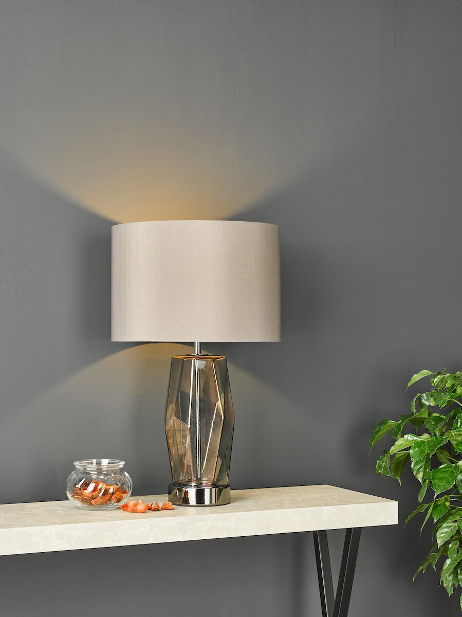 Mubina Touch Table Lamp Black Chrome Smoked Glass With Shade <br>Smoked Glass - Image 6