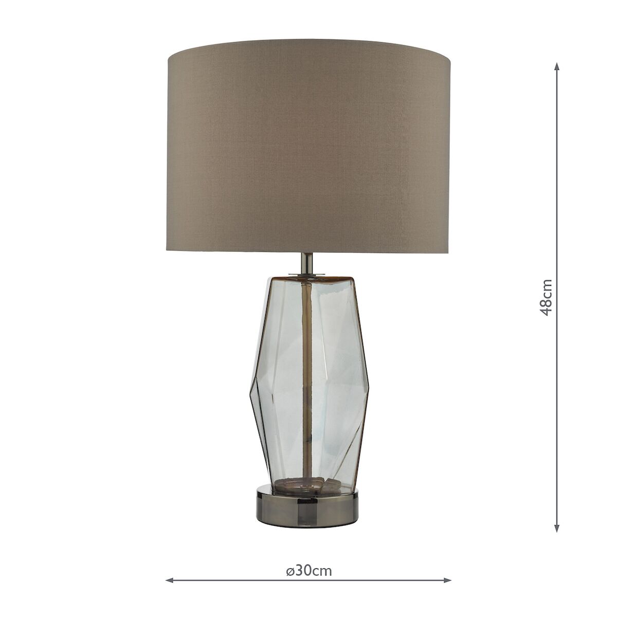 Mubina Touch Table Lamp Black Chrome Smoked Glass With Shade <br>Smoked Glass - Image 7