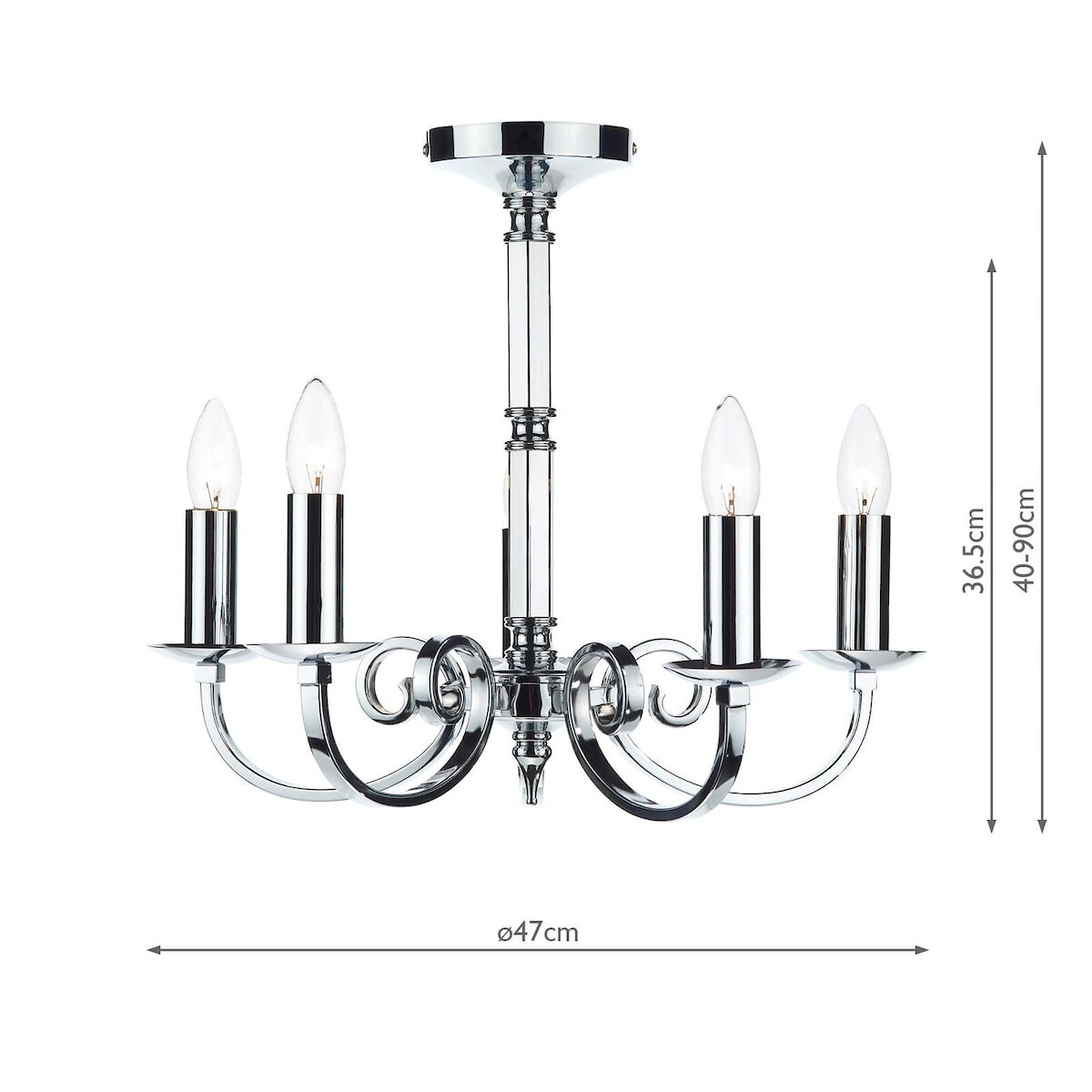 Murray 5 Light Dual Mount Pendant Polished Chrome<br>Polished Chrome - Image 5
