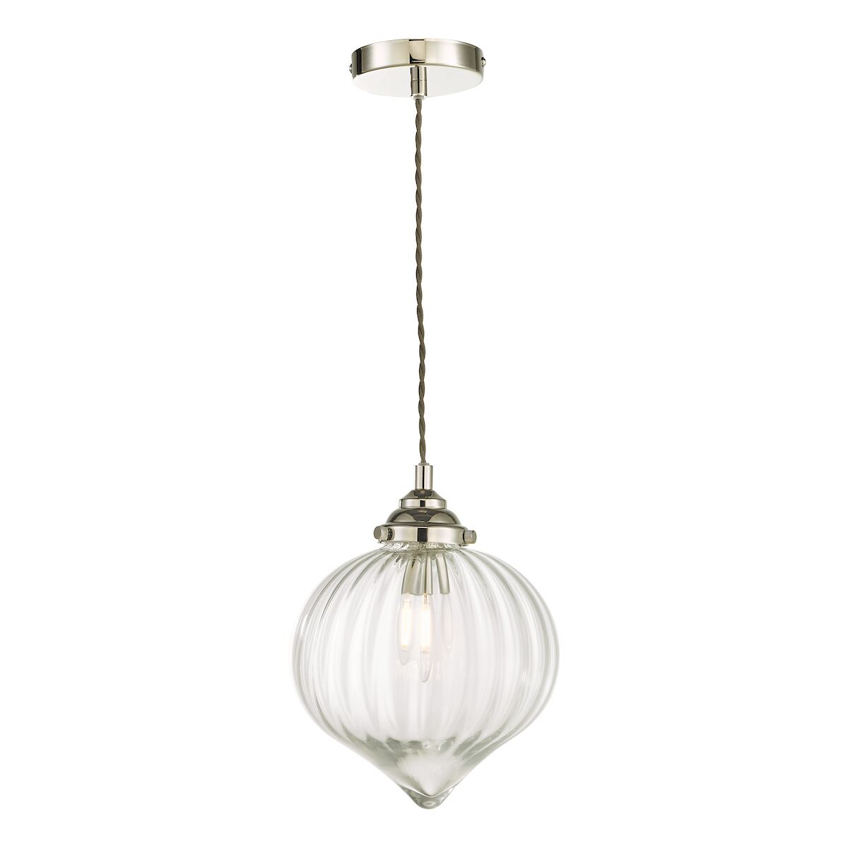 Mya 1 Light Single Pendant Polished Nickel Glass<br>Polished Nickel