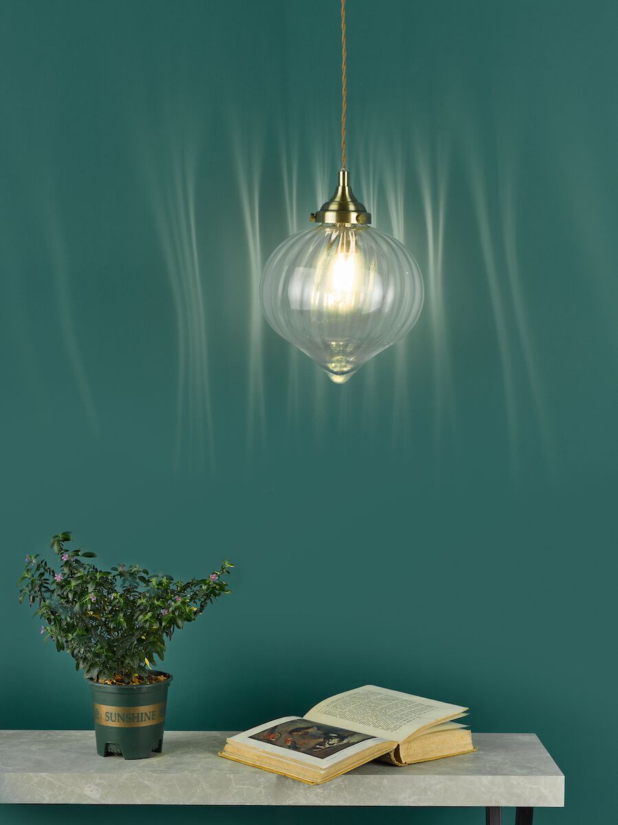 Mya 1 Light Single Pendant Antique Brass Glass<br>Antique Brass - Image 5