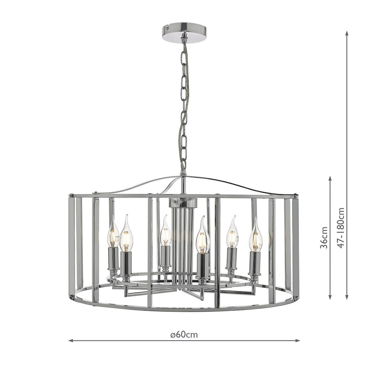 Myka 6 Light Pendant Polished Chrome<br>Polished Chrome - Image 6