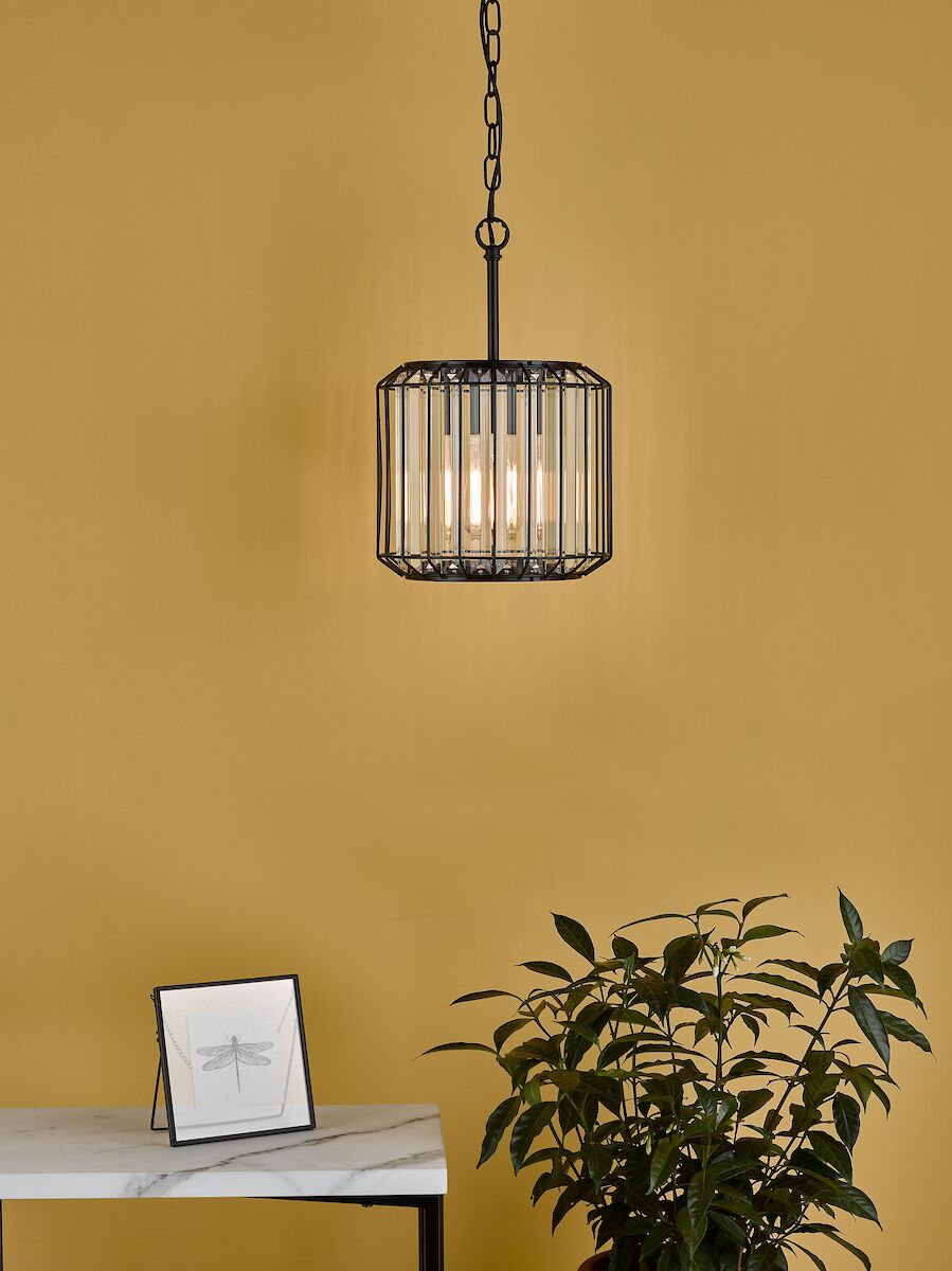 Naeva Pendant Satin Black & Crystal<br>Matt Black - Image 5