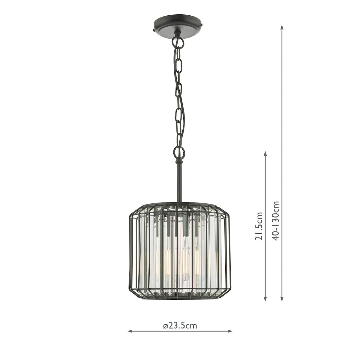Naeva Pendant Satin Black & Crystal<br>Matt Black - Image 6