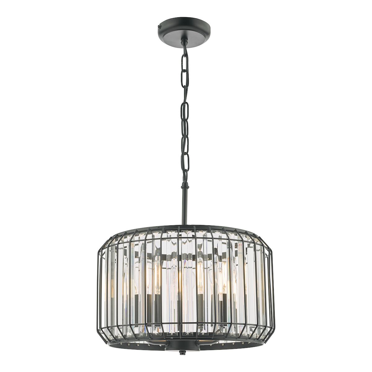 Naeva 3 Light Pendant Satin Black Crystal<br>Matt Black