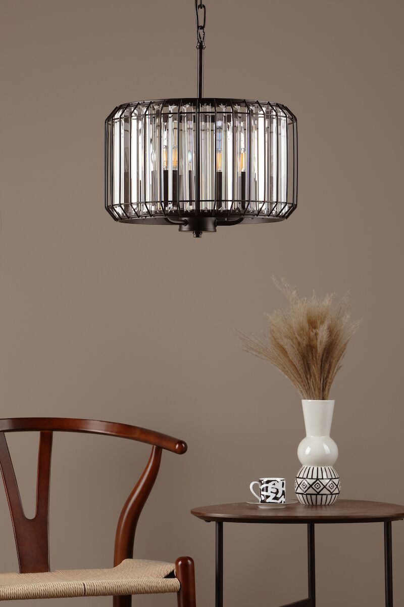 Naeva 3 Light Pendant Satin Black Crystal<br>Matt Black - Image 8