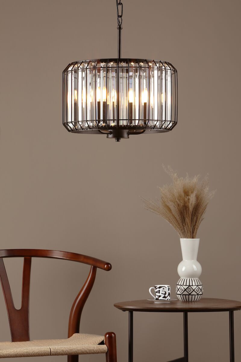Naeva 3 Light Pendant Satin Black Crystal<br>Matt Black - Image 7