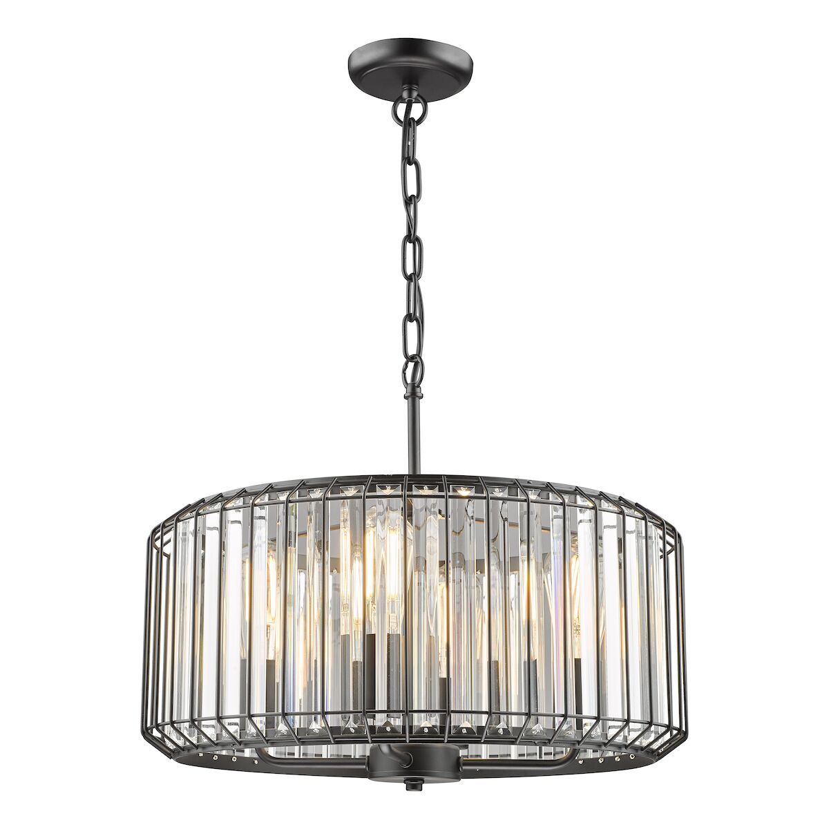 Naeva 4 Light Pendant Satin Black Crystal<br>Matt Black
