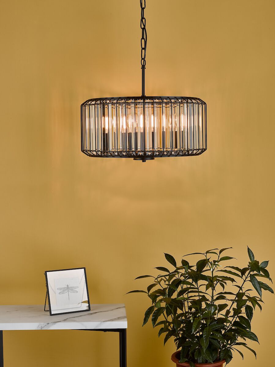 Naeva 4 Light Pendant Satin Black Crystal<br>Matt Black - Image 7