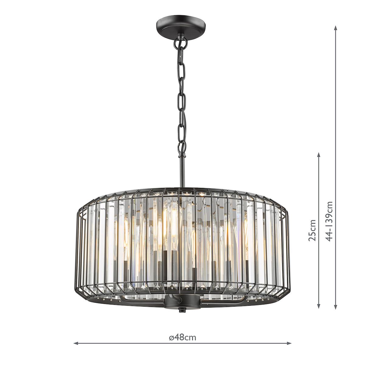 Naeva 4 Light Pendant Satin Black Crystal<br>Matt Black - Image 9