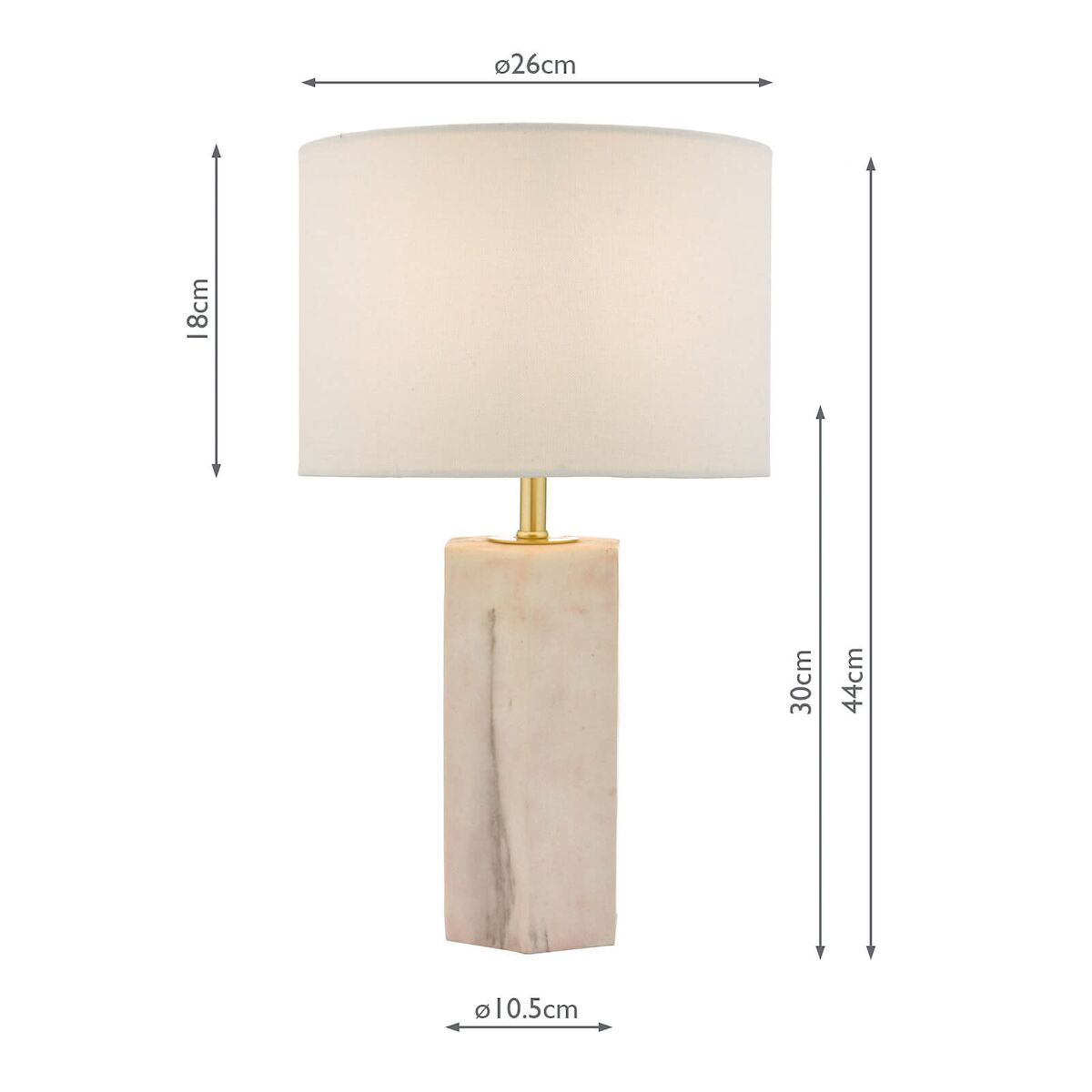 Nalani Table Lamp Pink Marble Effect With Shade <br>Marble Effect - Image 6