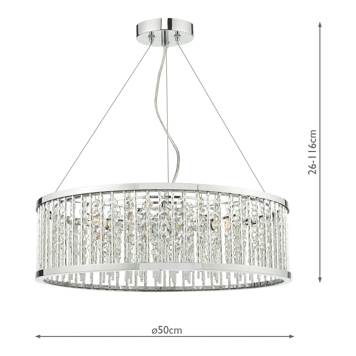 Nantes 5 Light Pendant Polished Chrome Aluminium<br>Polished Chrome - Image 8