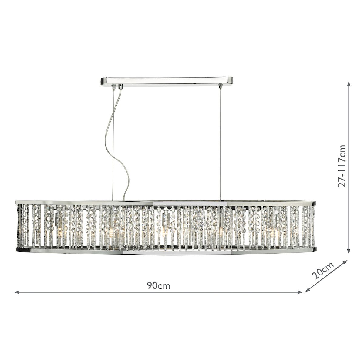 Nantes 5 Light Bar Pendant Polished Chrome Aluminium<br>Polished Chrome - Image 10