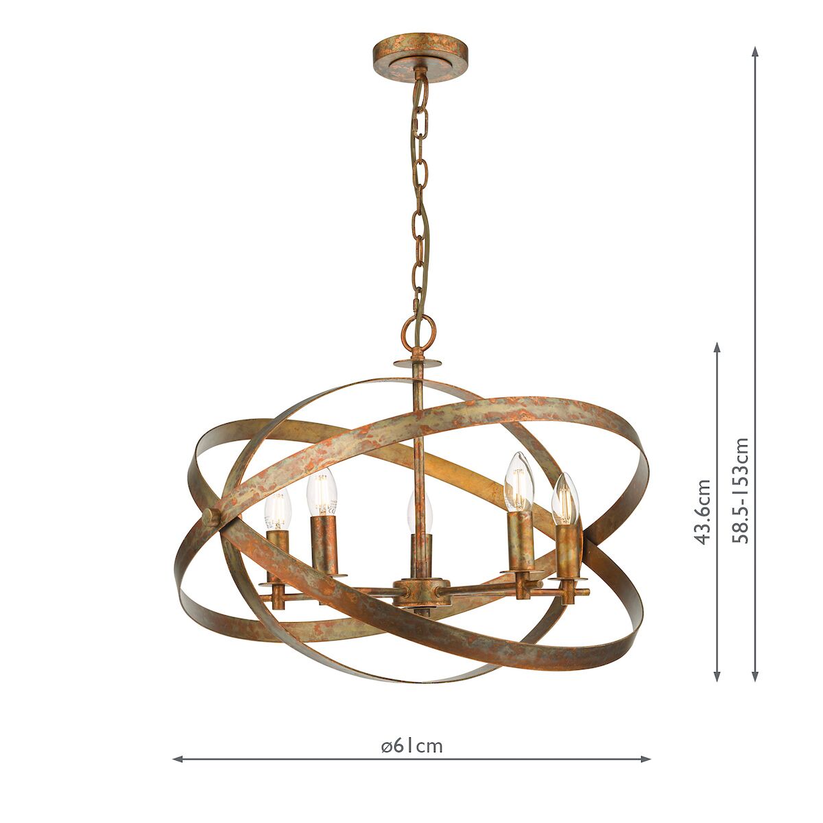 Nitya 5 Light Pendant Mottled Copper<br>Mottled Copper - Image 7