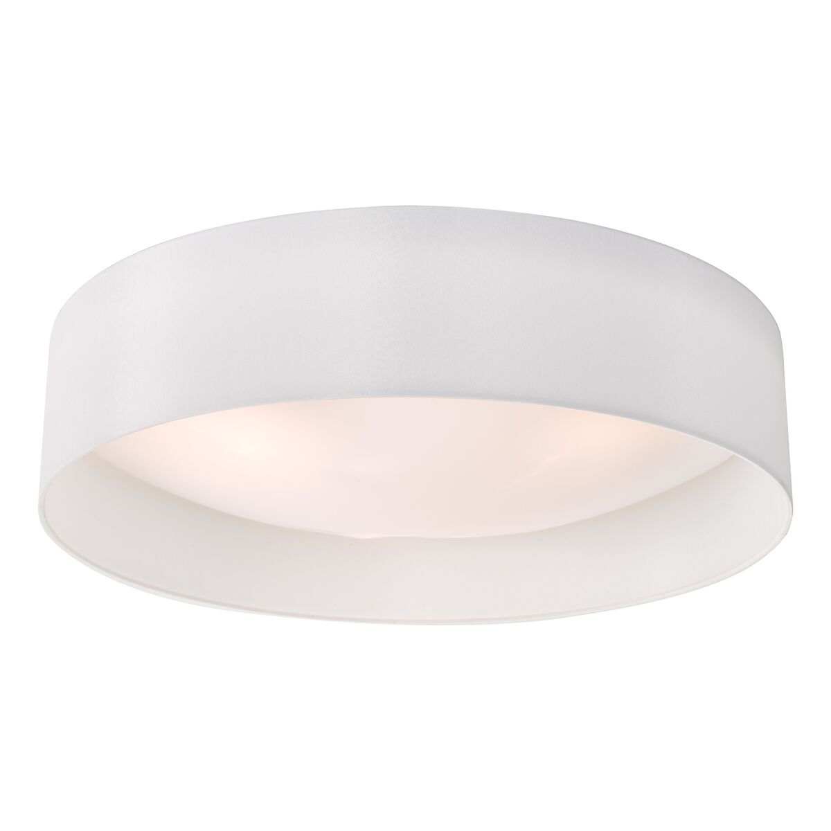 Nysa 3 Light Flush White Faux Silk 60cm<br>White
