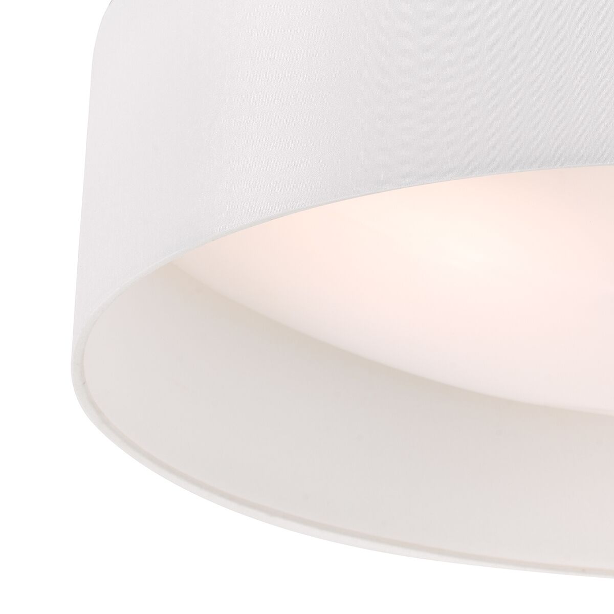Nysa 3 Light Flush White Faux Silk 60cm<br>White - Image 3