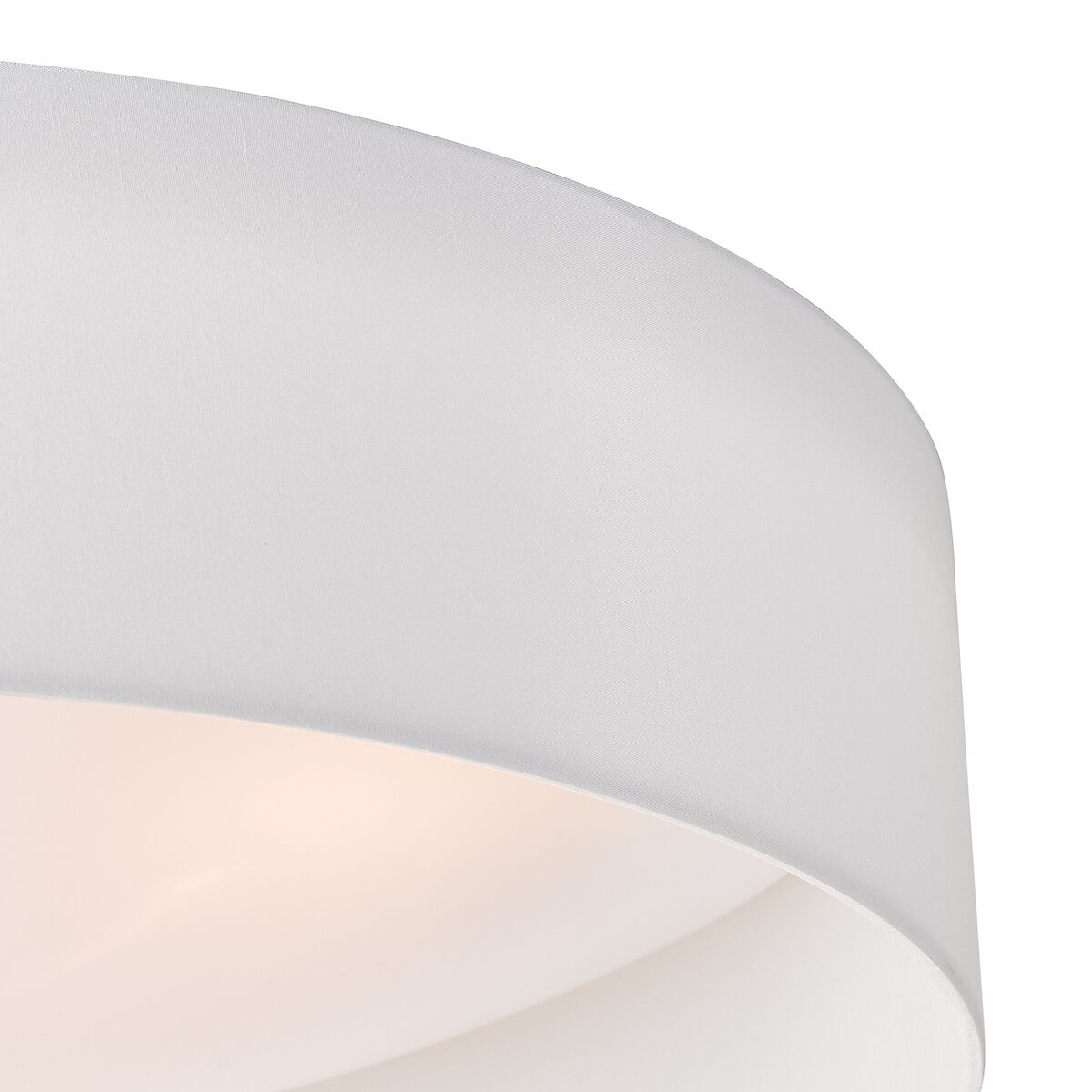 Nysa 3 Light Flush White Faux Silk 60cm<br>White - Image 4