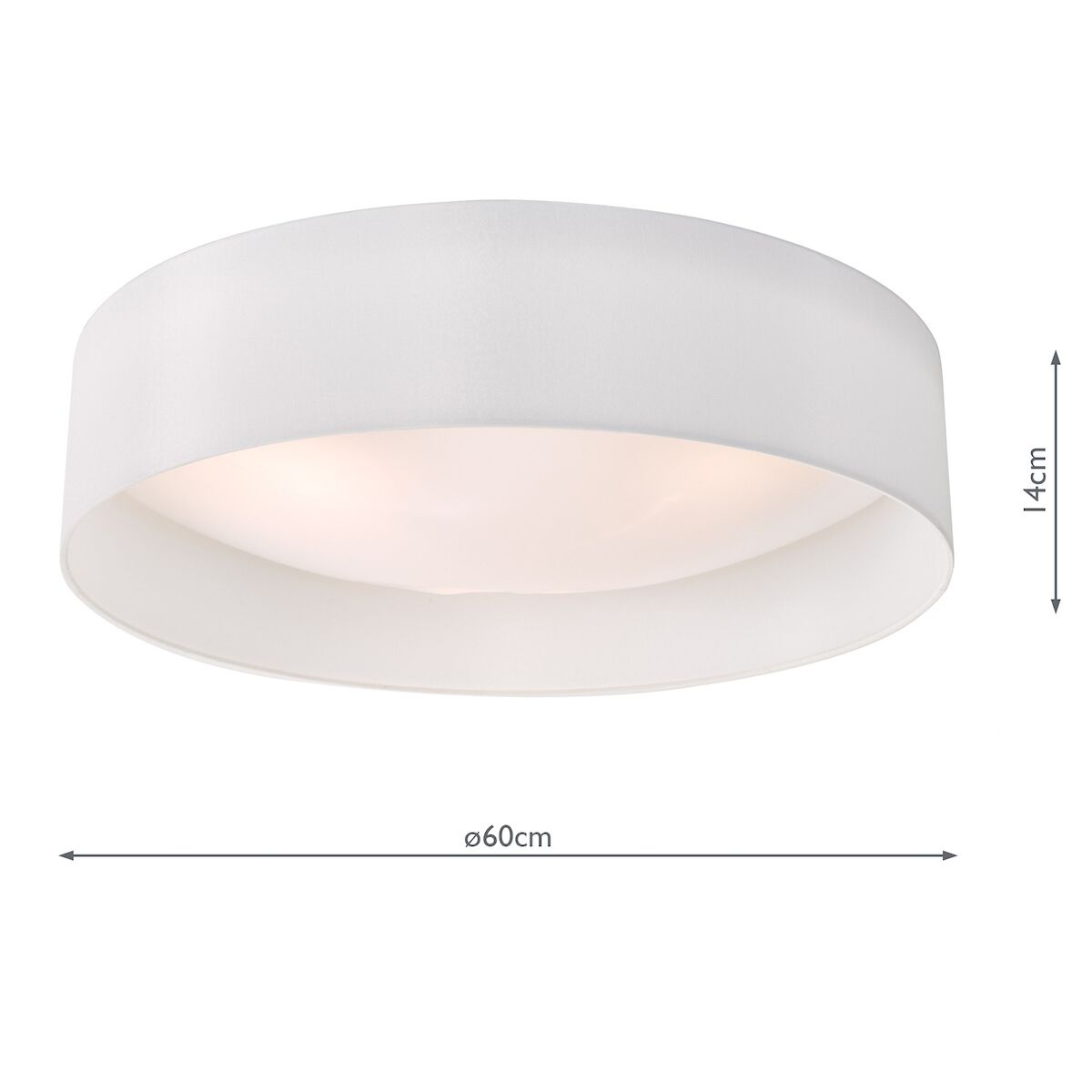 Nysa 3 Light Flush White Faux Silk 60cm<br>White - Image 5
