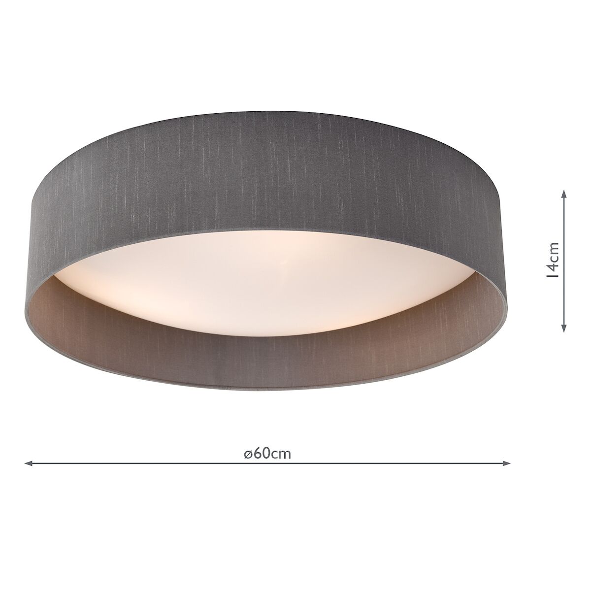 Nysa 3 Light Flush Grey Faux Silk 60cm<br>Grey - Image 5