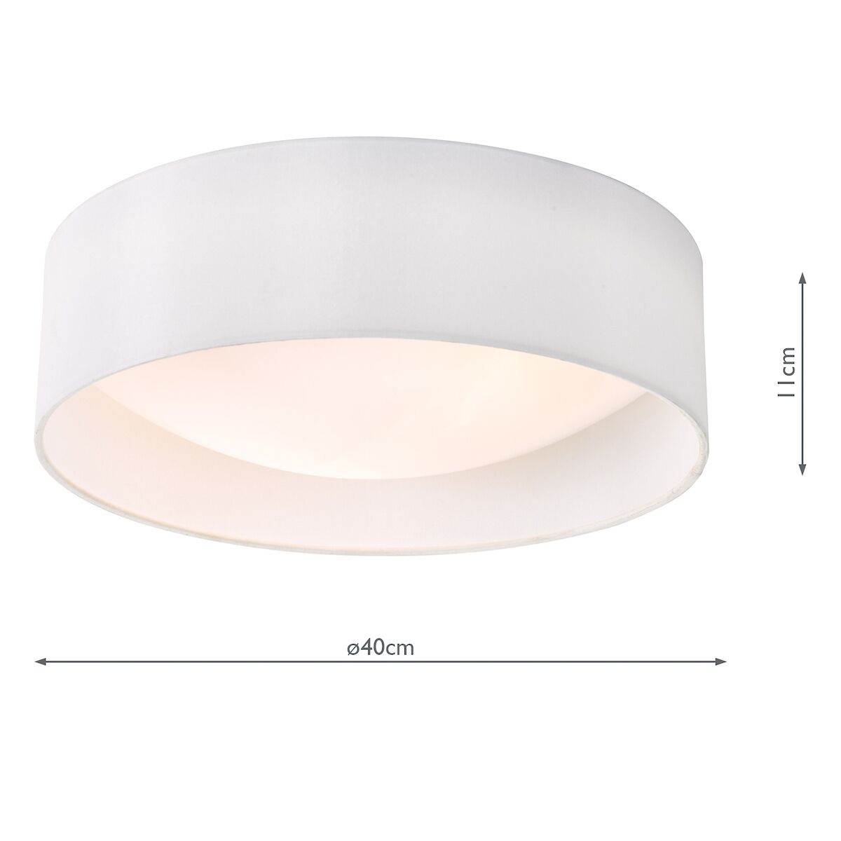 Nysa 2 Light Flush White Faux Silk 40cm<br>White - Image 6