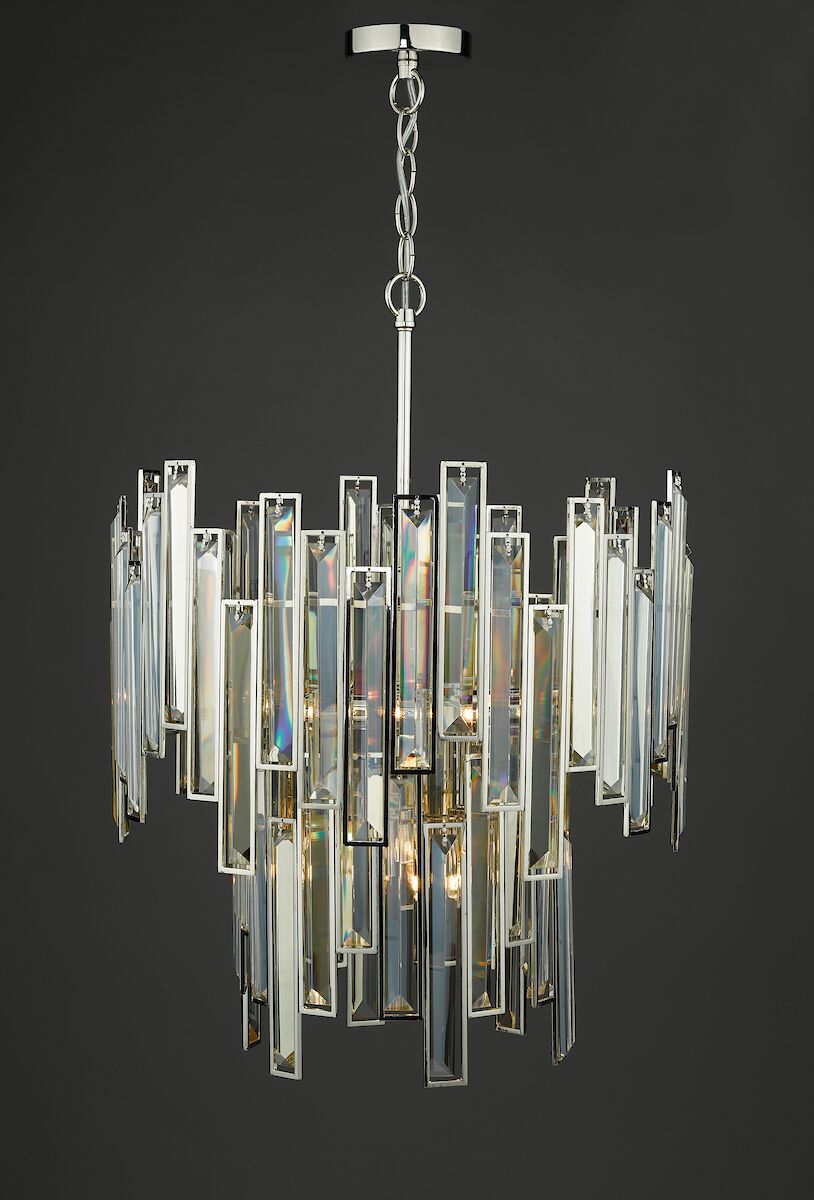 Odile 6 Light Pendant Champagne Crystal Polished Nickel Frame<br>Champagne Crystal - Image 6