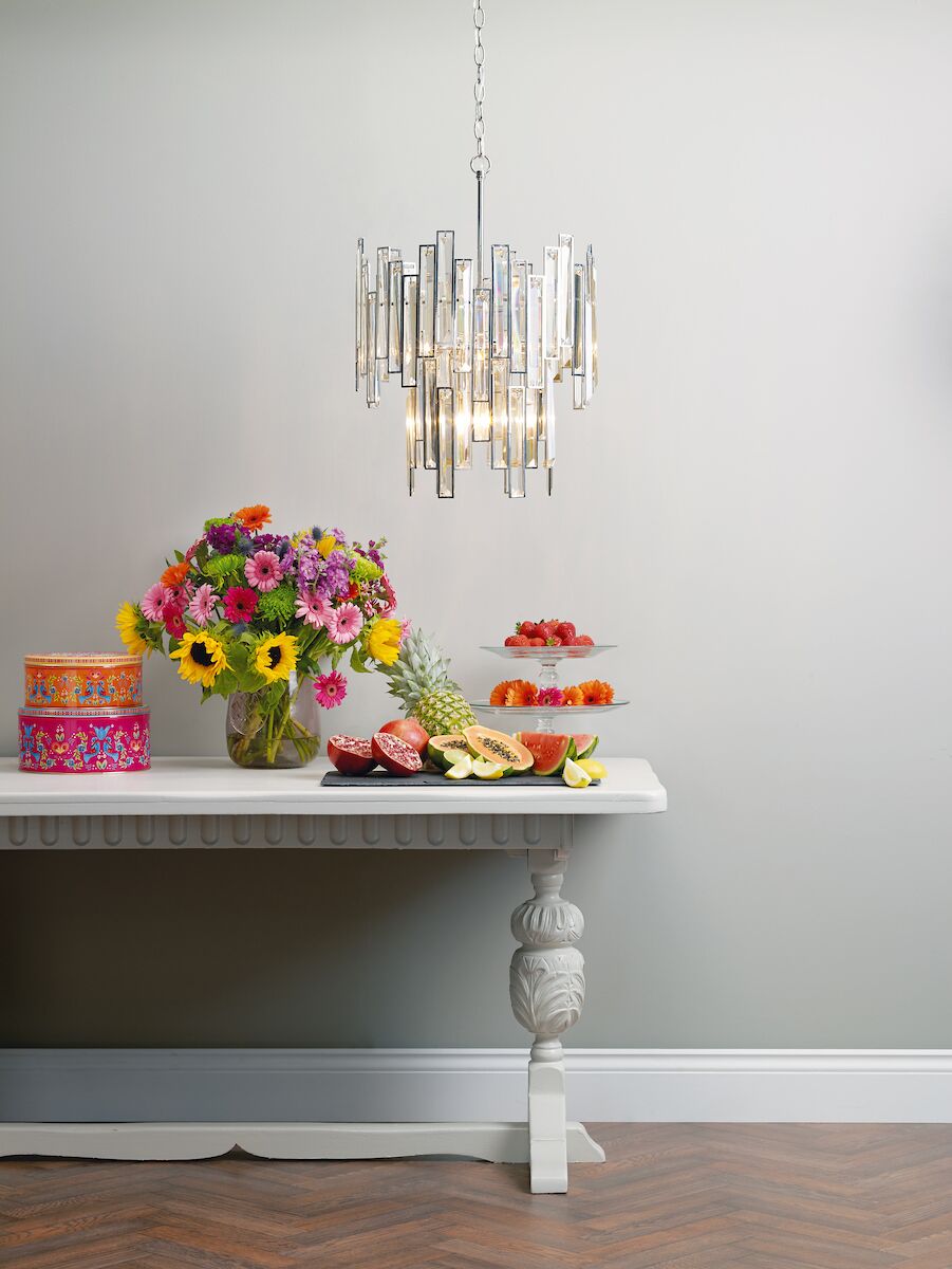 Odile 6 Light Pendant Champagne Crystal Polished Nickel Frame<br>Champagne Crystal - Image 7