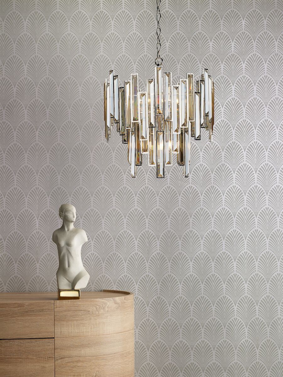 Odile 6 Light Pendant Champagne Crystal Polished Nickel Frame<br>Champagne Crystal - Image 8