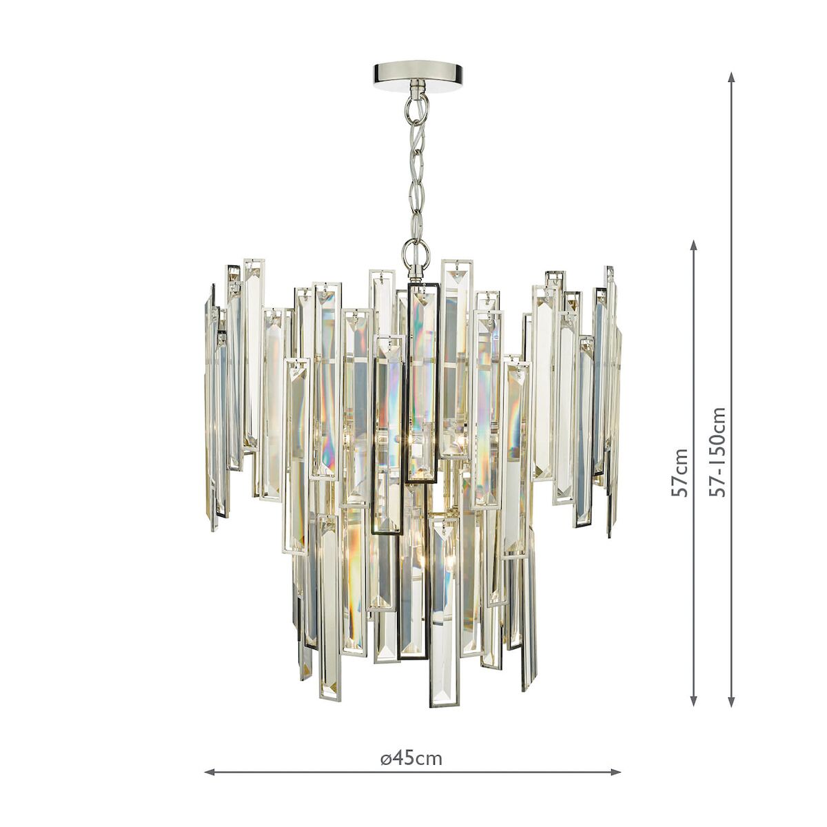 Odile 6 Light Pendant Champagne Crystal Polished Nickel Frame<br>Champagne Crystal - Image 9