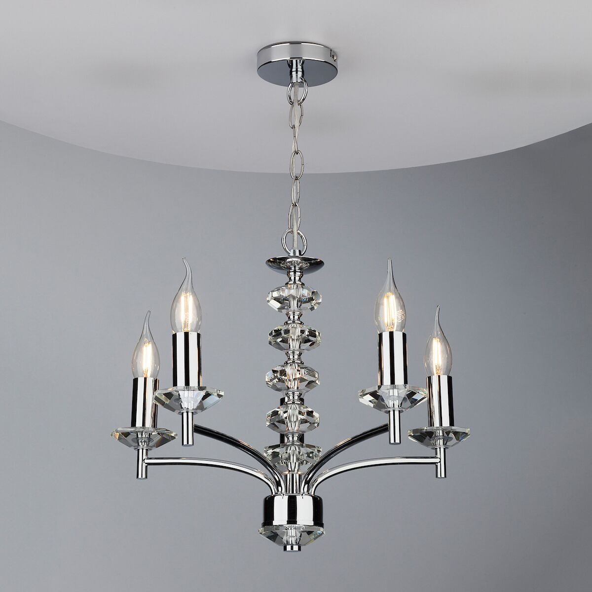 Oleana 5 Light Pendant Polished Chrome Crystal<br>Polished Chrome - Image 4