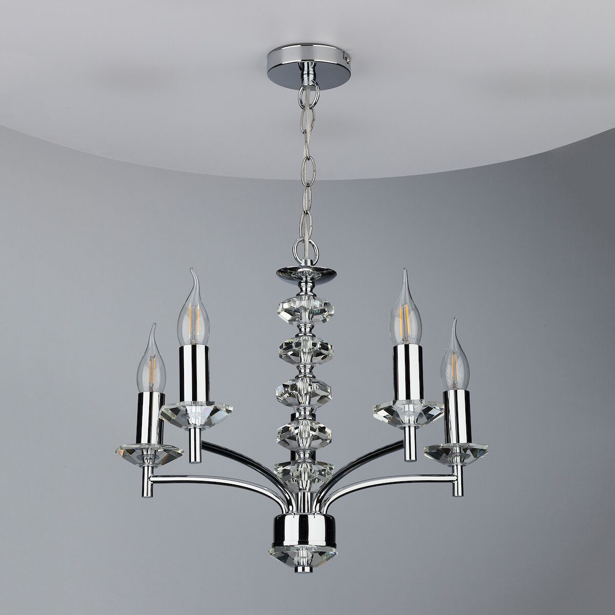 Oleana 5 Light Pendant Polished Chrome Crystal<br>Polished Chrome - Image 5
