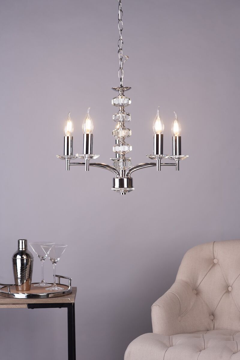 Oleana 5 Light Pendant Polished Chrome Crystal<br>Polished Chrome - Image 6
