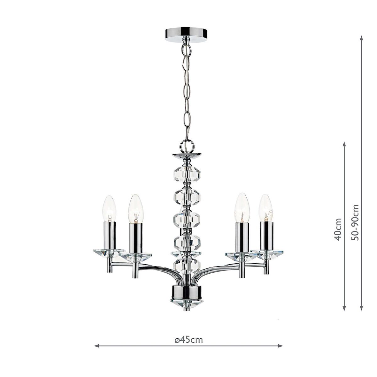 Oleana 5 Light Pendant Polished Chrome Crystal<br>Polished Chrome - Image 7