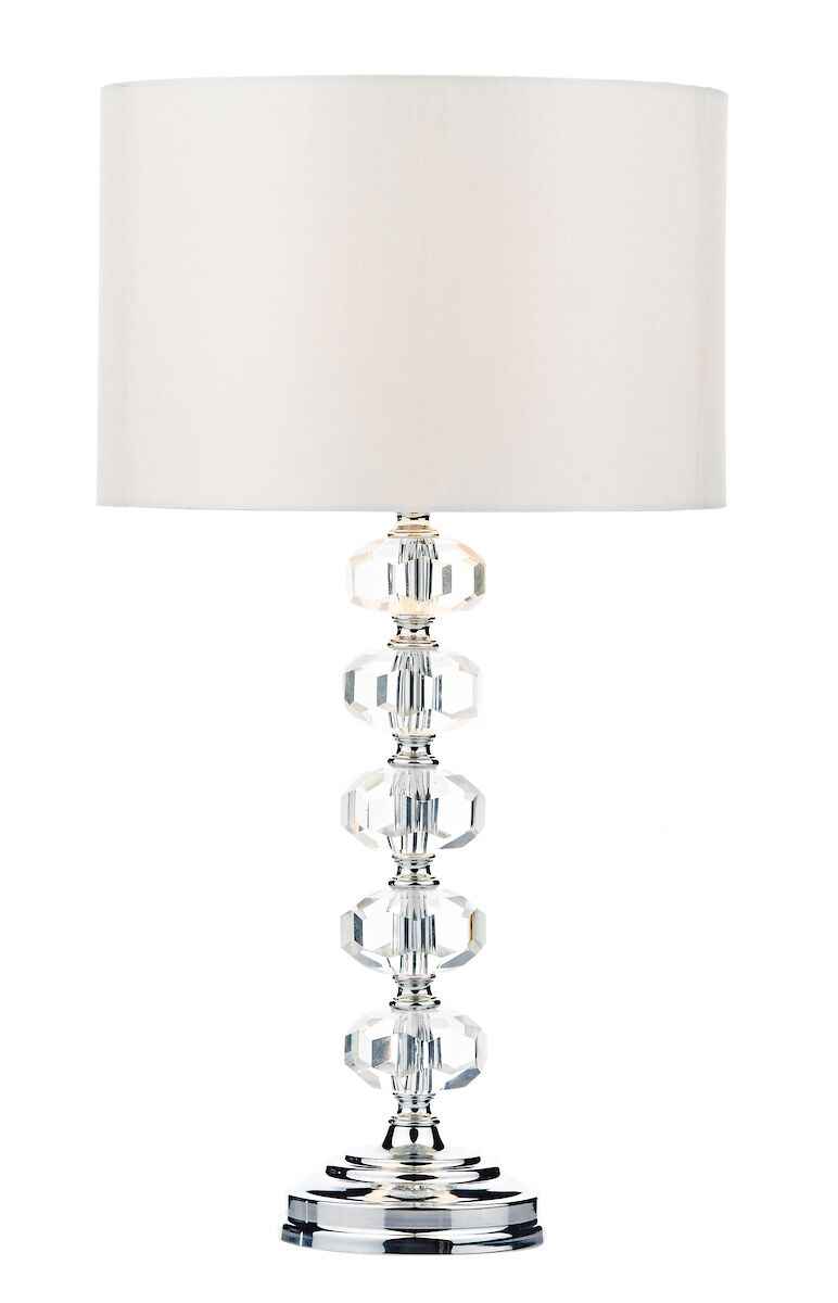 Oleana Table Lamp Polished Chrome Crystal With Shade <br>Polished Chrome