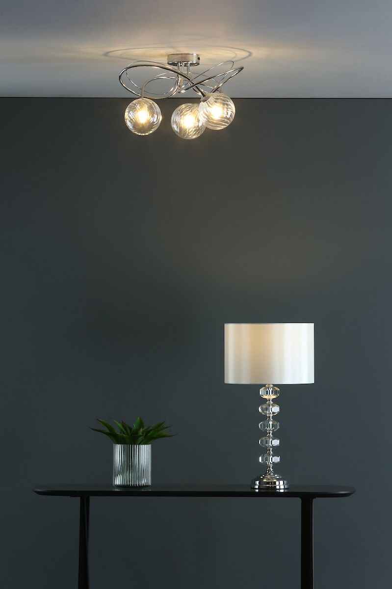 Oleana Table Lamp Polished Chrome Crystal With Shade <br>Polished Chrome - Image 4