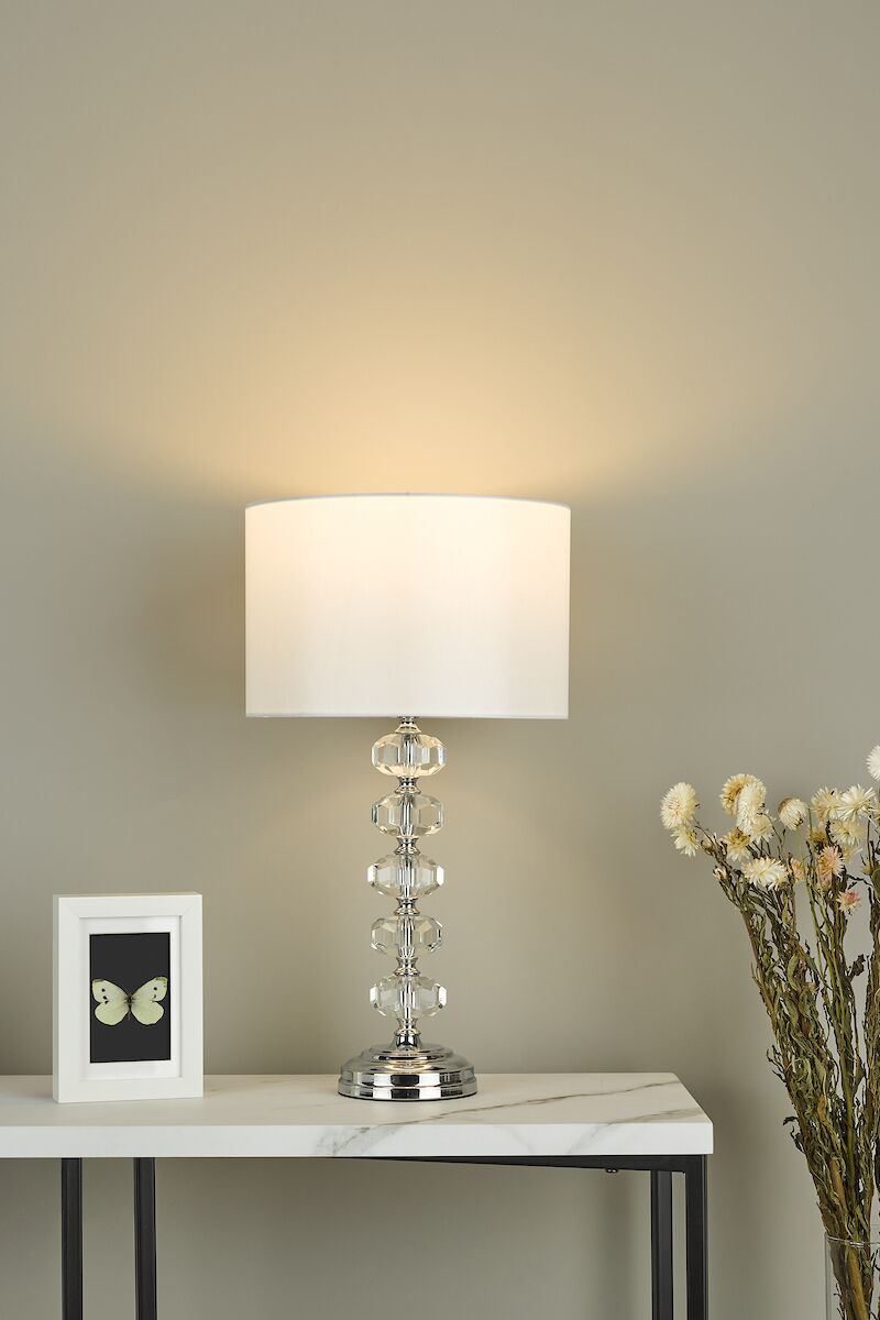 Oleana Table Lamp Polished Chrome Crystal With Shade <br>Polished Chrome - Image 5