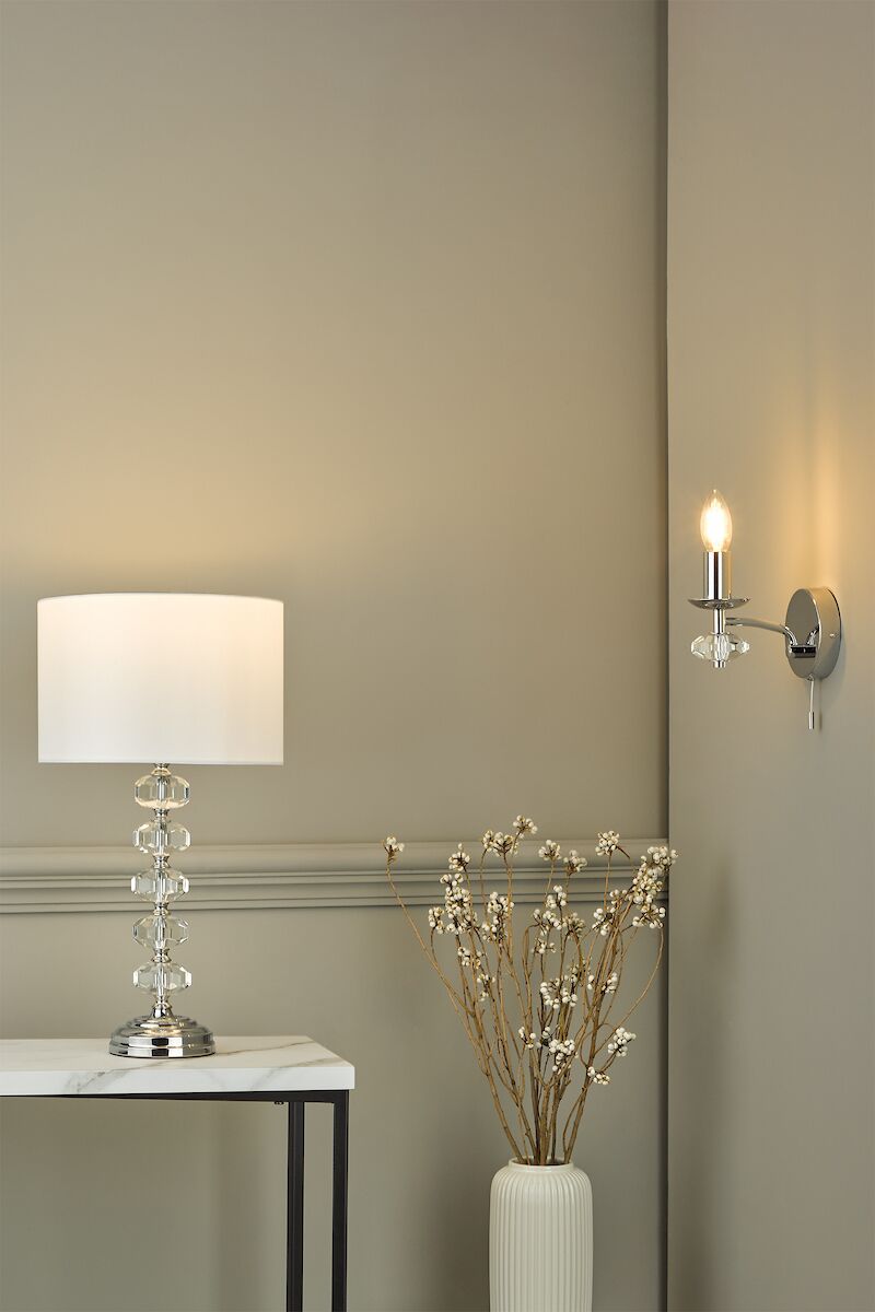 Oleana Table Lamp Polished Chrome Crystal With Shade <br>Polished Chrome - Image 6