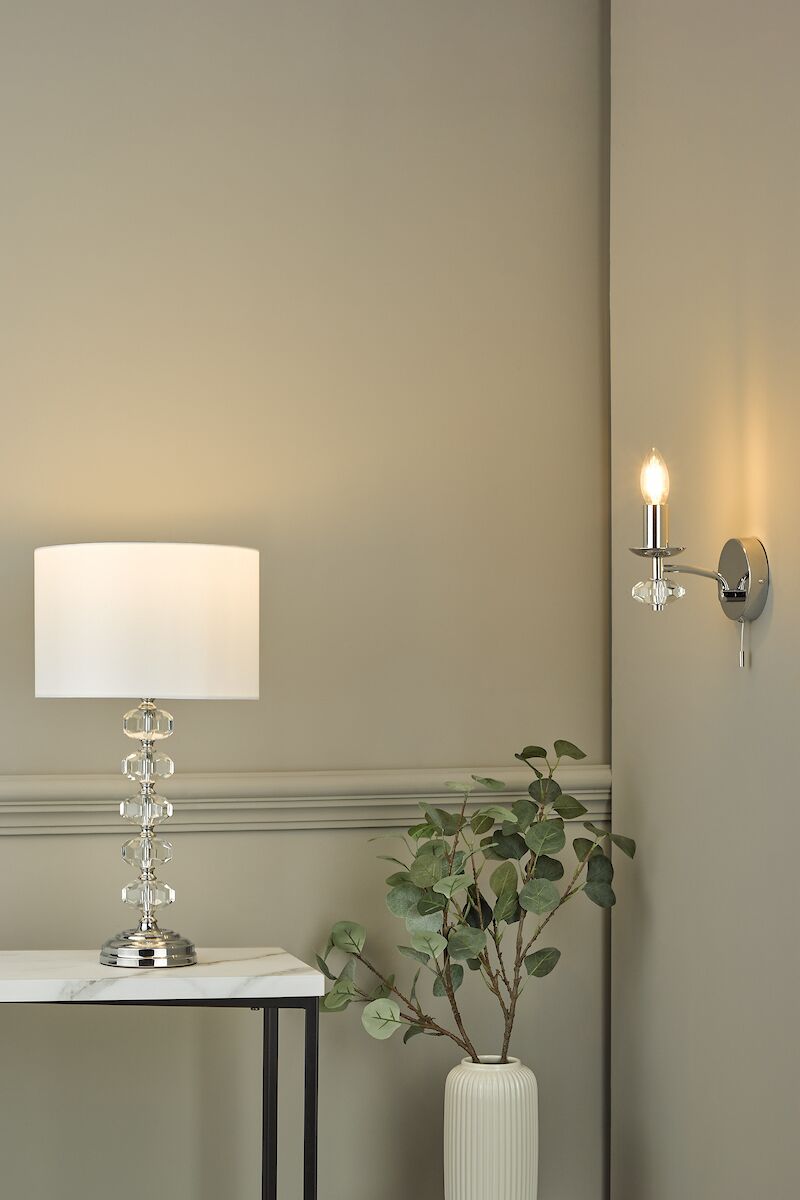 Oleana Table Lamp Polished Chrome Crystal With Shade <br>Polished Chrome - Image 7