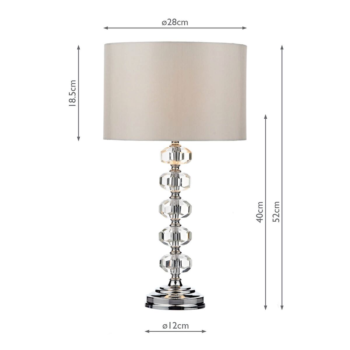 Oleana Table Lamp Polished Chrome Crystal With Shade <br>Polished Chrome - Image 8