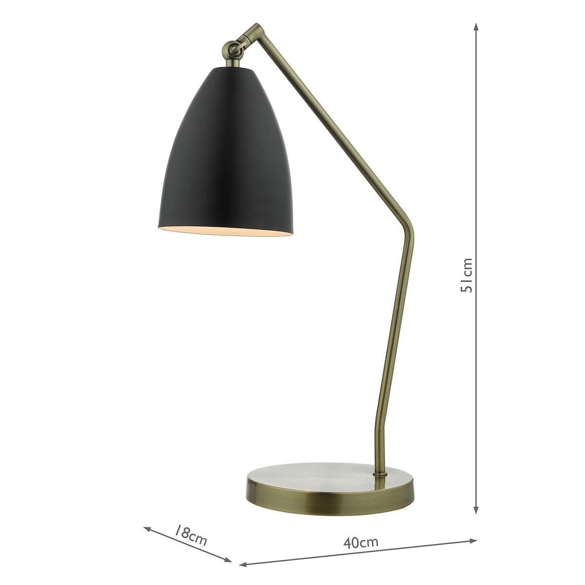 Olly Task Table Lamp Antique Brass Black<br>Antique Brass - Image 5
