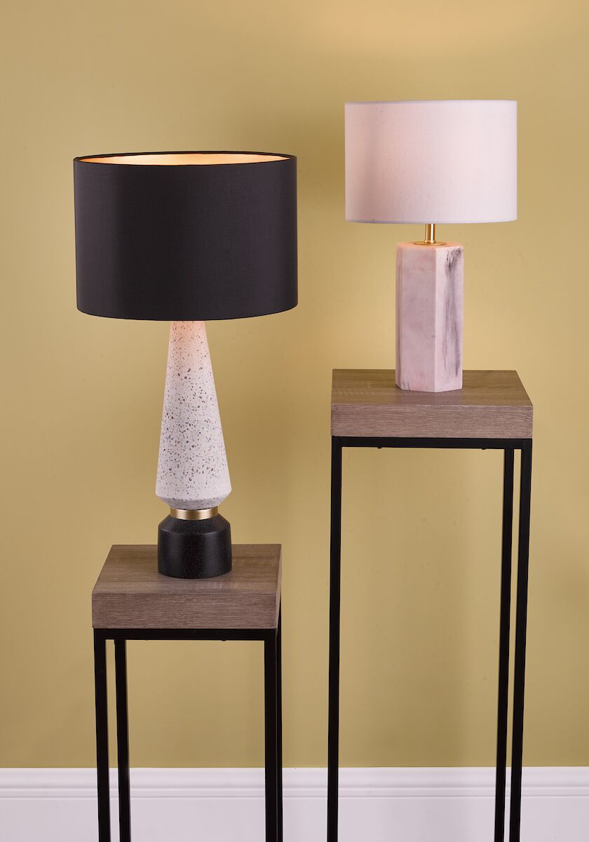 Onora Table Lamp White & Black With Shade <br>Matt Stone - Image 5