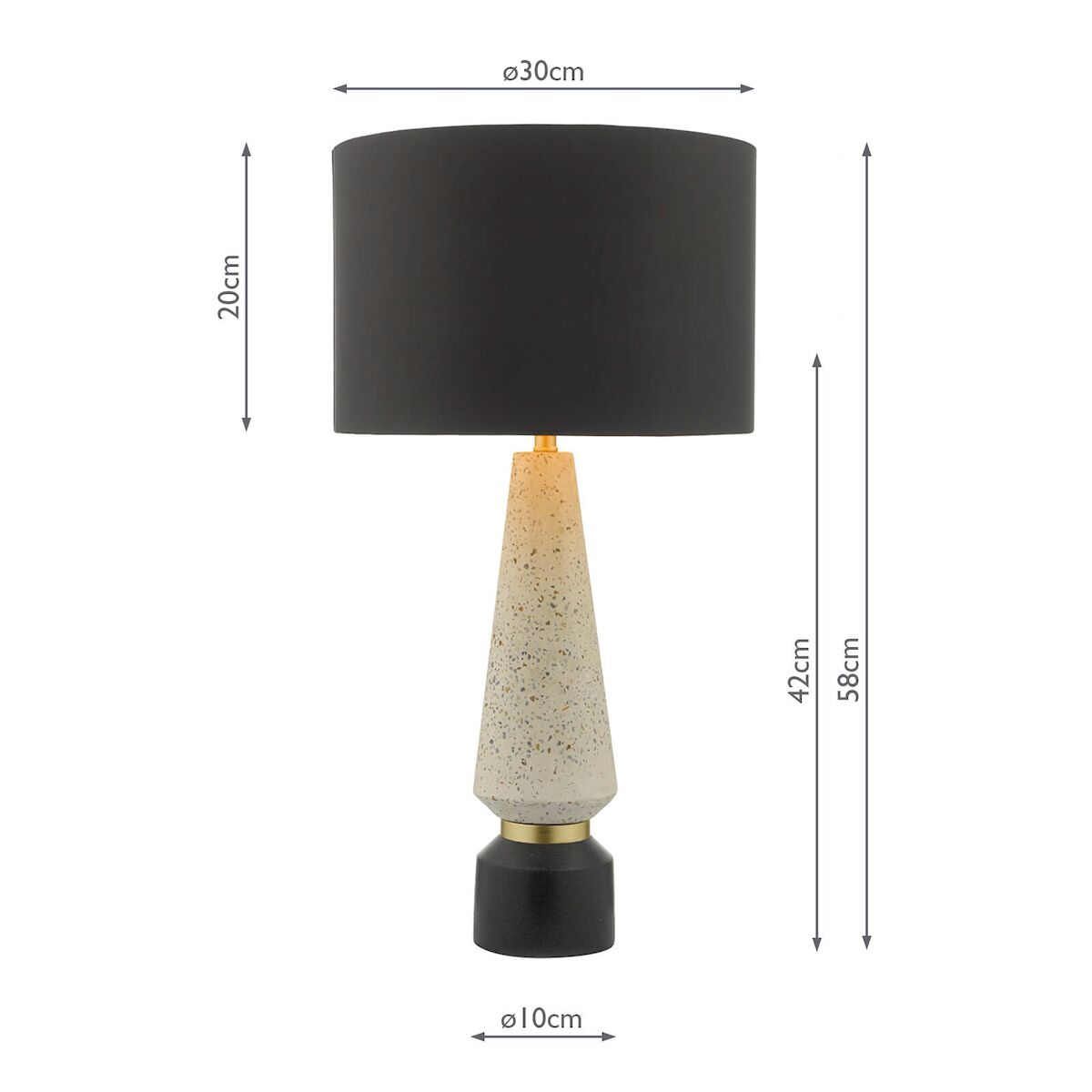 Onora Table Lamp White & Black With Shade <br>Matt Stone - Image 6