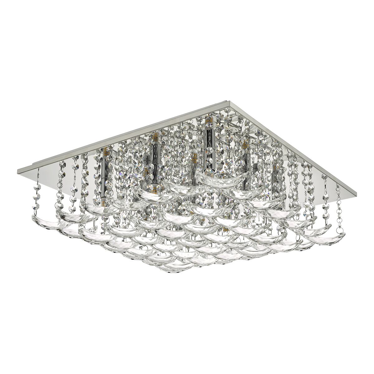 Orella 9 Light Flush Polished Chrome & Crystal<br>Polished Chrome - Image 2
