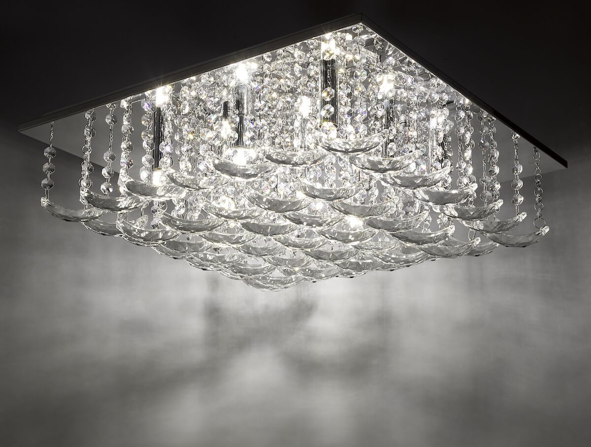 Orella 9 Light Flush Polished Chrome & Crystal<br>Polished Chrome - Image 4