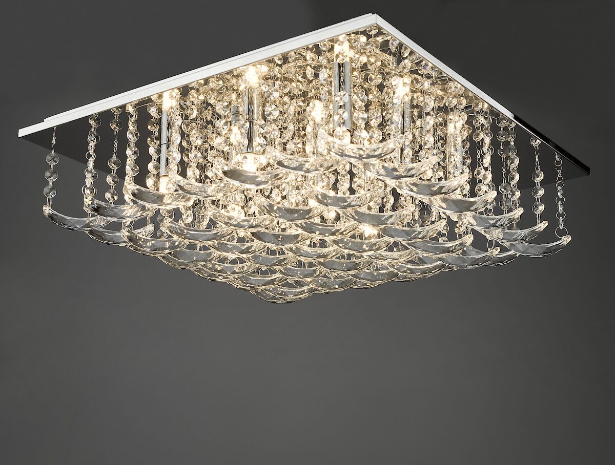 Orella 9 Light Flush Polished Chrome & Crystal<br>Polished Chrome - Image 5