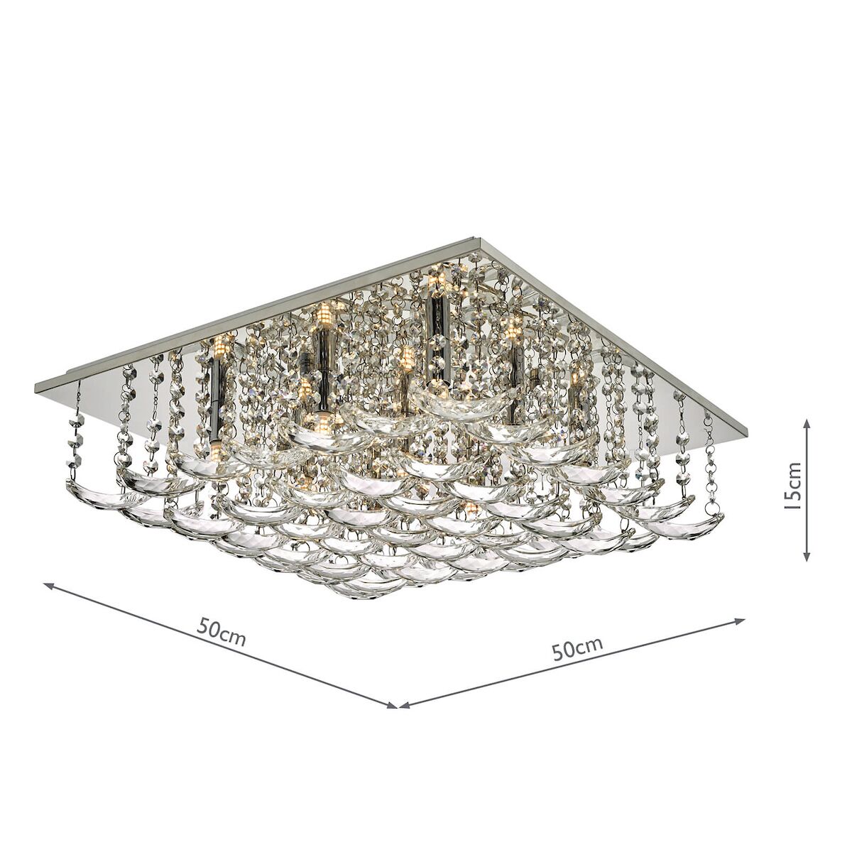 Orella 9 Light Flush Polished Chrome & Crystal<br>Polished Chrome - Image 6