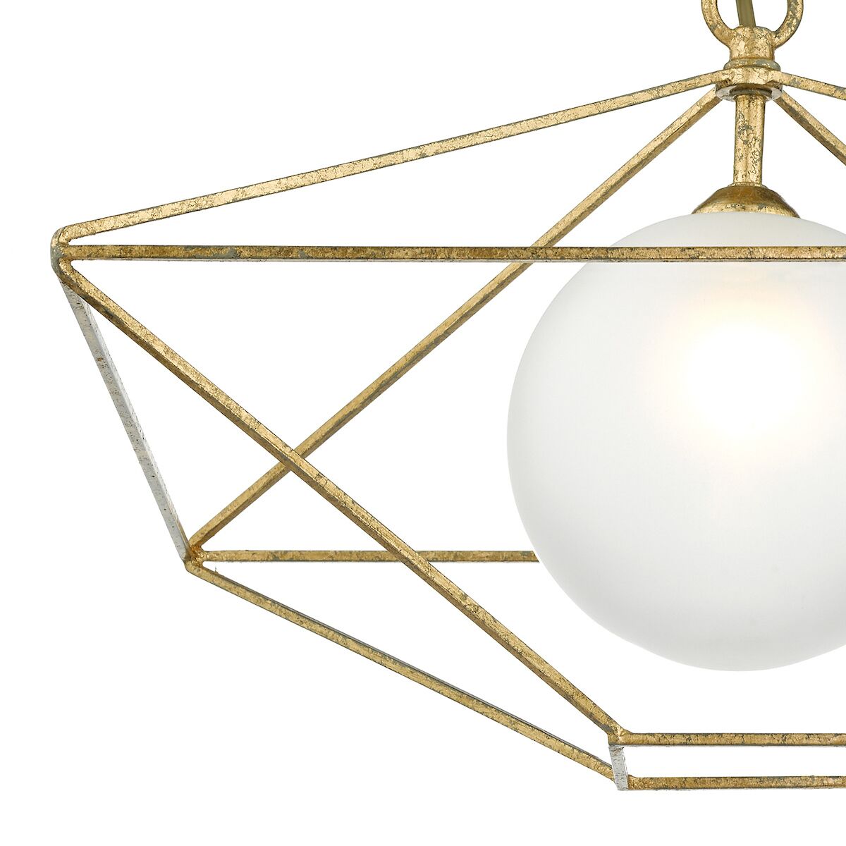 Orsini 1 Light Pendant Antique Gold Opal Glass Shade<br>Gold Leaf - Image 2
