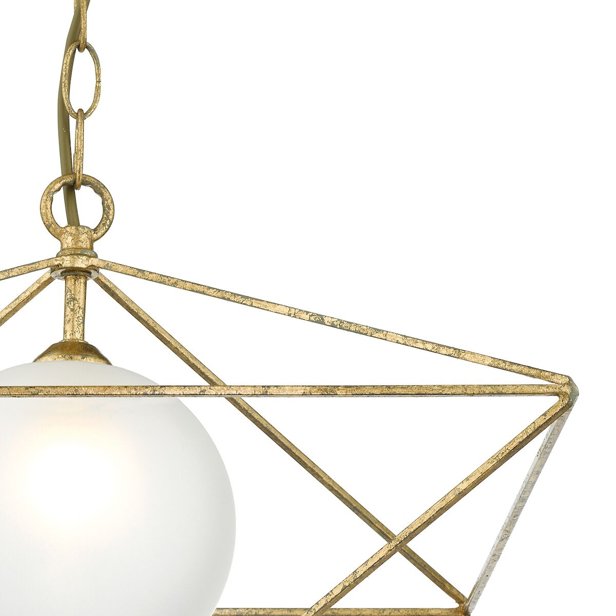 Orsini 1 Light Pendant Antique Gold Opal Glass Shade<br>Gold Leaf - Image 3