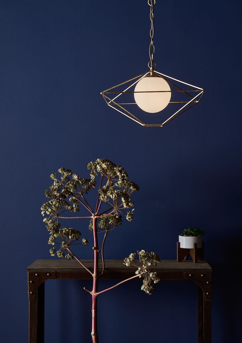 Orsini 1 Light Pendant Antique Gold Opal Glass Shade<br>Gold Leaf - Image 5