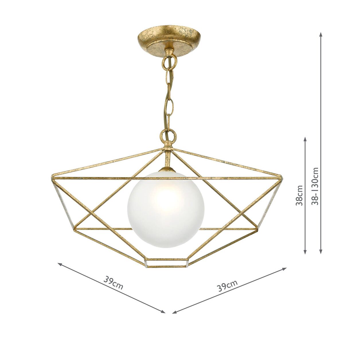 Orsini 1 Light Pendant Antique Gold Opal Glass Shade<br>Gold Leaf - Image 6